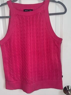 Nautica Jeans Bright Pink Cable Knit Sweater Tank
